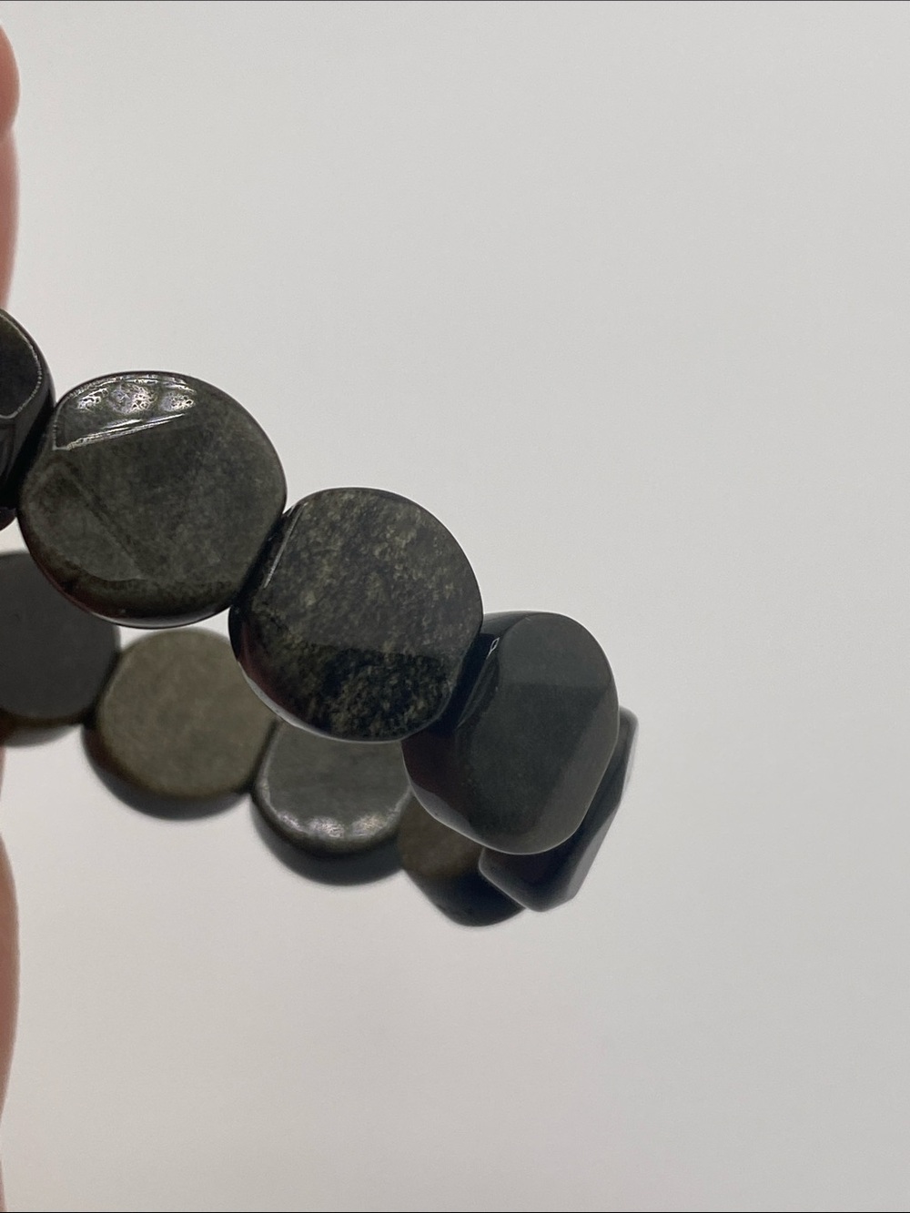 Genuine Black Obsidian Carved Shield Bracelet - Protection & Grounding - Picture 8 of 9
